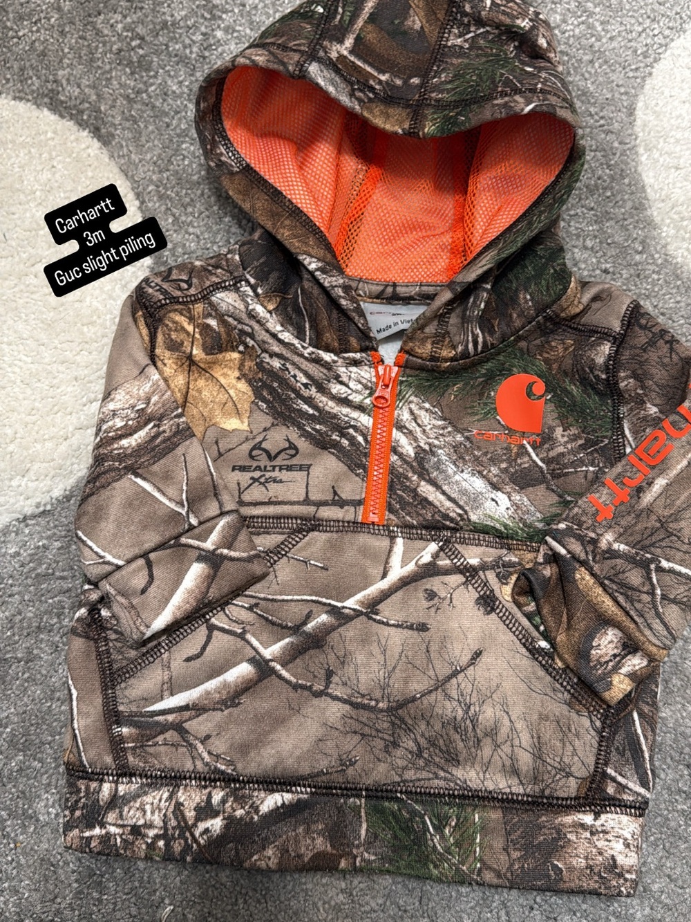 Carhartt Kids Realtree Camo Hooded Pullover with Orange Trim